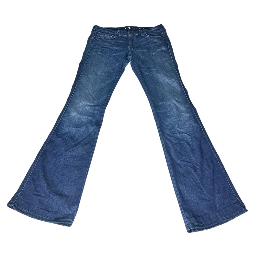 7 For All Mankind 'A' POCKET Women's Flared Denim Jeans Size 27 Blue Dark Wash
